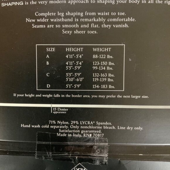 Victoria's Secret Shaping Hosiery Long Line Control Top Size C Large Black - Picture 3 of 3